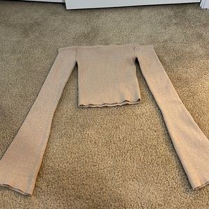 Forever21 gold shiny long sleeve top size small